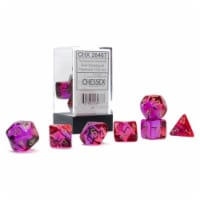 Chessex Manufacturing CHX26467 Cube Gemini Translucent Red & Violet Dice with Gold Numbers, S