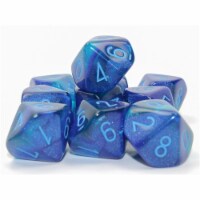 Chessex CHX26263 Clamshell Gemini Luminary D10 Dice Block, Blue & Light Blue - Pack of 10
