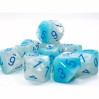 Chessex CHX26265 Clamshell Gemini Luminary D10 Dice Block, Pearl Turquoise, White & Blue - Pa