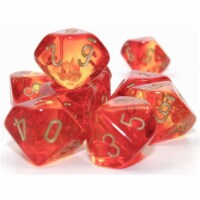 Chessex CHX26268 Clamshell Gemini D10 Translucent Dice Block, Red, Yellow & Gold - Pack of 10