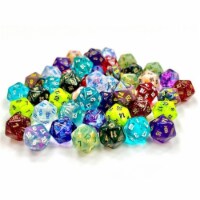 Chessex CHXLE917 Mini D20 Bag Dice, Assorted Color - 50 Piece