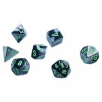 Chessex CHX20645 Cube Mini Gemini Dice, Black-Grey & Green - Set of 7