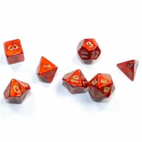 Chessex CHX20414 Cube Mini Scarab Dice, Scarlet & Gold - Set of 7