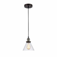IRONCLAD Industrial-style 1 Light Rubbed Bronze Ceiling Mini Pendant 7 Shade, Clear