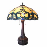 CHLOE Lighting DOUTZEN Tiffany-style 2 Light Victorian Table Lamp 18 Shade
