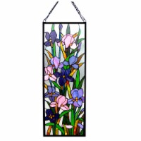 Chloe CH1P163PF32-GPN 11.5 x 31.5 in. Lighting Sororia Tiffany Glass Iris Design Window Panel