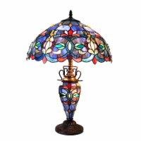 CHLOE Priscilla Tiffany-style 3 Light Victorian Double Lit Table Lamp 18 Shade