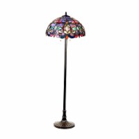 CHLOE Priscilla Tiffany-style 2 Light Victorian Floor Lamp 18 Shade in Bronze