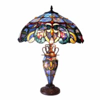 CHLOE Nora Tiffany Style Victorian Double lit 3 Light DTable Lamp 18 Shade