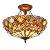 CHLOE Lighting PRISMA Tiffany-style 2 Light Semi-flush Ceiling Fixture 16  Shade