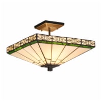 Lighting THEROS Tiffany-style 2 Light Mission Semi-flush Ceiling Fixture 14  Shade