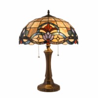 CHLOE Ellington Tiffany-style Dark Bronze 2 Light Victorian Table Lamp 16 Shade
