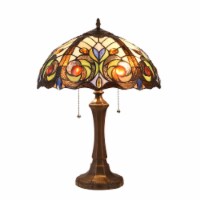 CHLOE Lennon Tiffany-style Dark Bronze 2 Light Victorian Table Lamp 16 Shade
