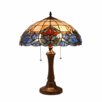 CHLOE Caspian Tiffany-style Dark Bronze 2 Light Victorian Table Lamp 16 Shade