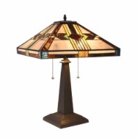 CHLOE Lighting CARLA Tiffany-style Mission Blackish Bronze 2 Light Table Lamp 16 Shade