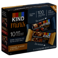 KIND® Minis Dark Chocolate Nuts & Sea Salt & Caramel Almond & Sea Salt Bars Perspective: Main