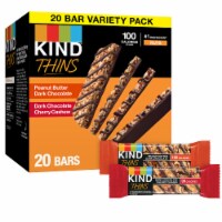 KIND Thins Peanut Butter Dark Chocolate and Dark Chocolate Cherry Cashew Snack Bar Variety Pack