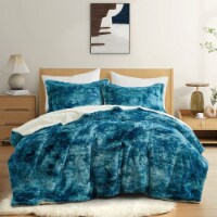 3 Piece Faux Shearling Reversible Down Alternative Comforter Set