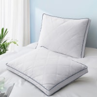 Goose Feather Down Pillow White Quilted, Set of 2