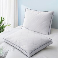 Goose Feather Down Pillow White Quilted, Set of 2