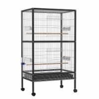 Large Bird Parrot Cage Play Top Finch Macaw Cockatoo House Pet Supply w/ Wheels