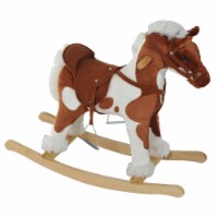 Kids Ride On Rocking Horse Toy Plush Wood Pony Traditional Gift w/Neigh Sound