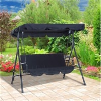 CB19805 Outdoor Swing 3 Person with Top Canopy - Black