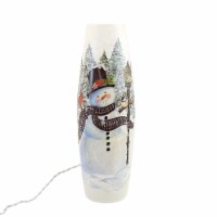 Stony Creek Snowman At Light Post Lg Vase Pre-Lit Christmas Cardinal Gls2209