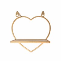 S/3 Metal/Wood Heart Wall Shelves, Gold