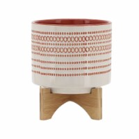 8  Aztec Planter W/ Wood Stand, Orange