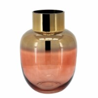 Glass 10 H Metallic Vase, Pink/Gold
