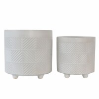 S/2 6/8  Textured Planters, Matte White