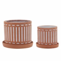 S/2 Terracotta Planters W/ Saucer 6/8 , Orange