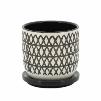 Cer, 5  X-Planter W/ Saucer, Black