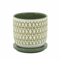 Cer, 5  X-Planter W/ Saucer, Olive