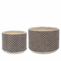 Sagebrook Home 16628-01 10-13 in. Resin Tribal Planters, Brown - Set of 2