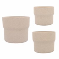 Cer  S/3 7/9/10 d Mushroom Planters  Tan