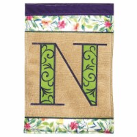 Magnolia Gardens M030085 13 x 18 in. Double Applique Monogram N Spring Burlap & Print Garden