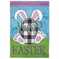 Magnolia Gardens M001330 29 x 42 in. Happy Easter Plaid Bunny Polyester Garden Flag - Large