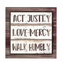 Dicksons SPLK1212-274 12 x 12 in. Act justly Micah 6- 8 Wall Plaque, Brown
