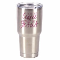 Dicksons SSTUM-11 8 x 4 in. 30 oz Stainless Steel Tumbler with Lid - This Girl Runs on Coffee