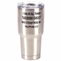 Dicksons SSTUM-15 8 x 4 in. 30 oz Stainless Steel Tumbler with Lid - I Can Do All Things Thro