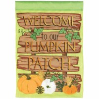 Magnolia Gardens M001638 29 x 42 in. Welcome Pumpkin Patch Burlap Garden Flag - Large