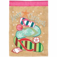 Magnolia Gardens M001650 29 x 42 in. Christmas Flip Flops Burlap Garden Flag - Large