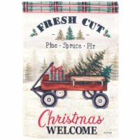 Magnolia Gardens M070173 30 x 44 in. Wagon Fresh Cut Trees Polyester Flag - Large
