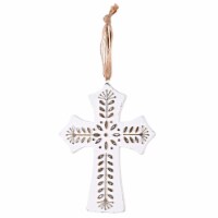 White Decorative Resin Wall Cross 6.25H Perspective: Main