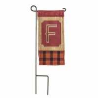 Magnolia Gardens M040025 4 x 8.5 in. Double Applique Fall Monogram F Burlap Mini Garden Flag