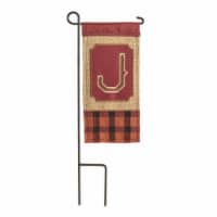 Magnolia Gardens M040028 4 x 8.5 in. Double Applique Fall Monogram J Burlap Mini Garden Flag