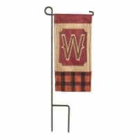 Magnolia Gardens M040037 4 x 8.5 in. Double Applique Fall Monogram W Burlap Mini Garden Flag