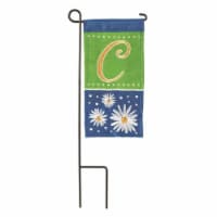 Dicksons M040041 4 x 8.5 in. Flag Double Applique Daisy Monogram C Burlap Mini I Flag With Po